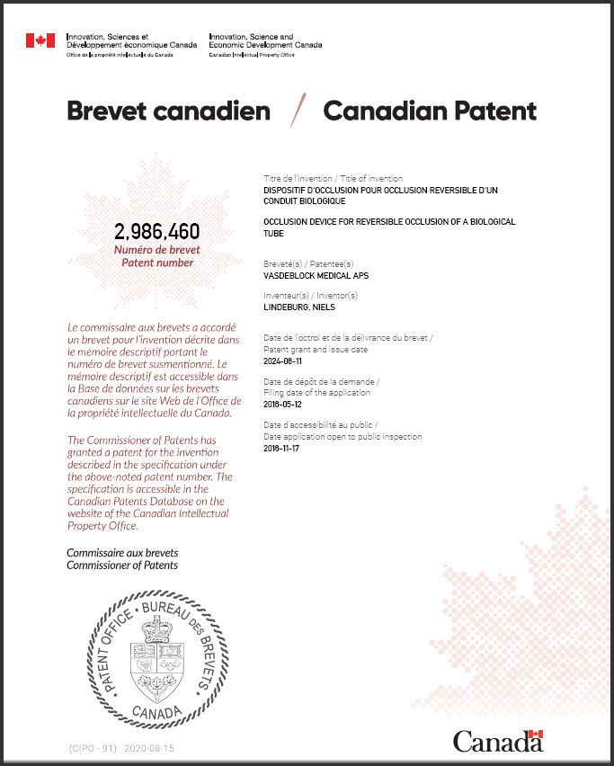 VasDeBlock-medical-ApS-Announces-Issuance-of-a-Patent-in-Canada